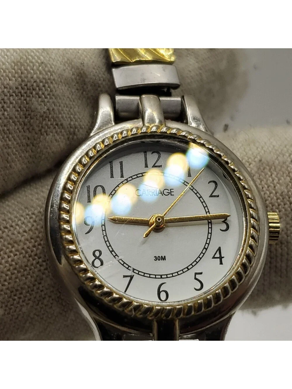 Timex Carriage Womens Watch 22mm Two-Tone Stretch Band New Battery
